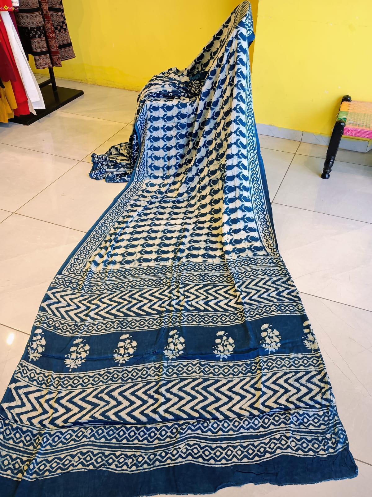 ''Vinita'' indigo modal dhaboo saree