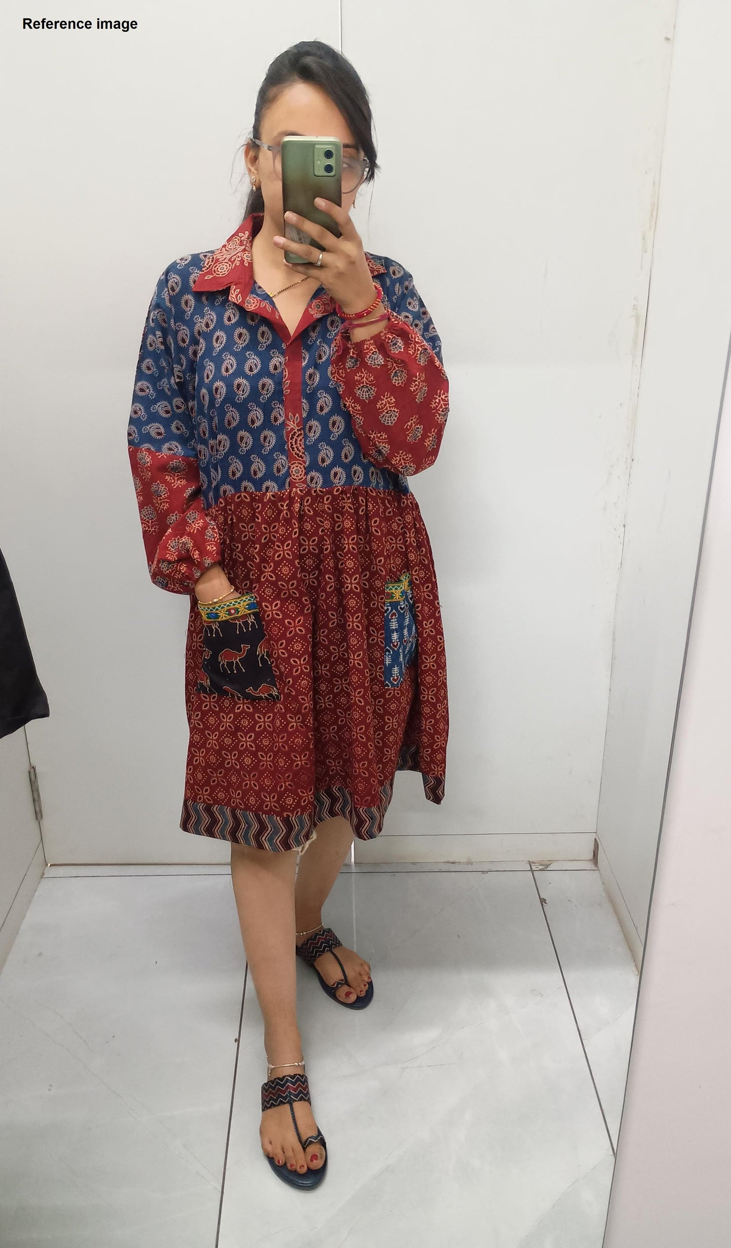 'Sakshi" Natural handblock cotton short frock