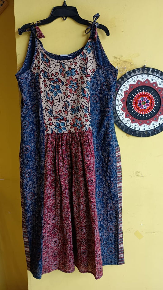"Grishma" New Natural handblock cotton spaghetti kurti.
