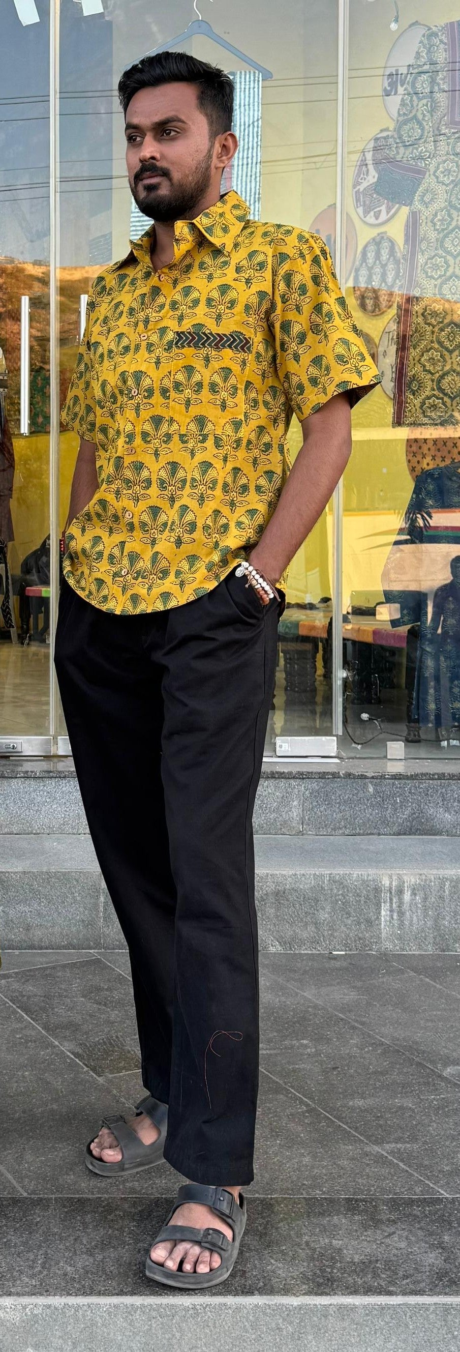 "Couple twinning "Natural cotton kurti with matching cotton shirt combo outfit