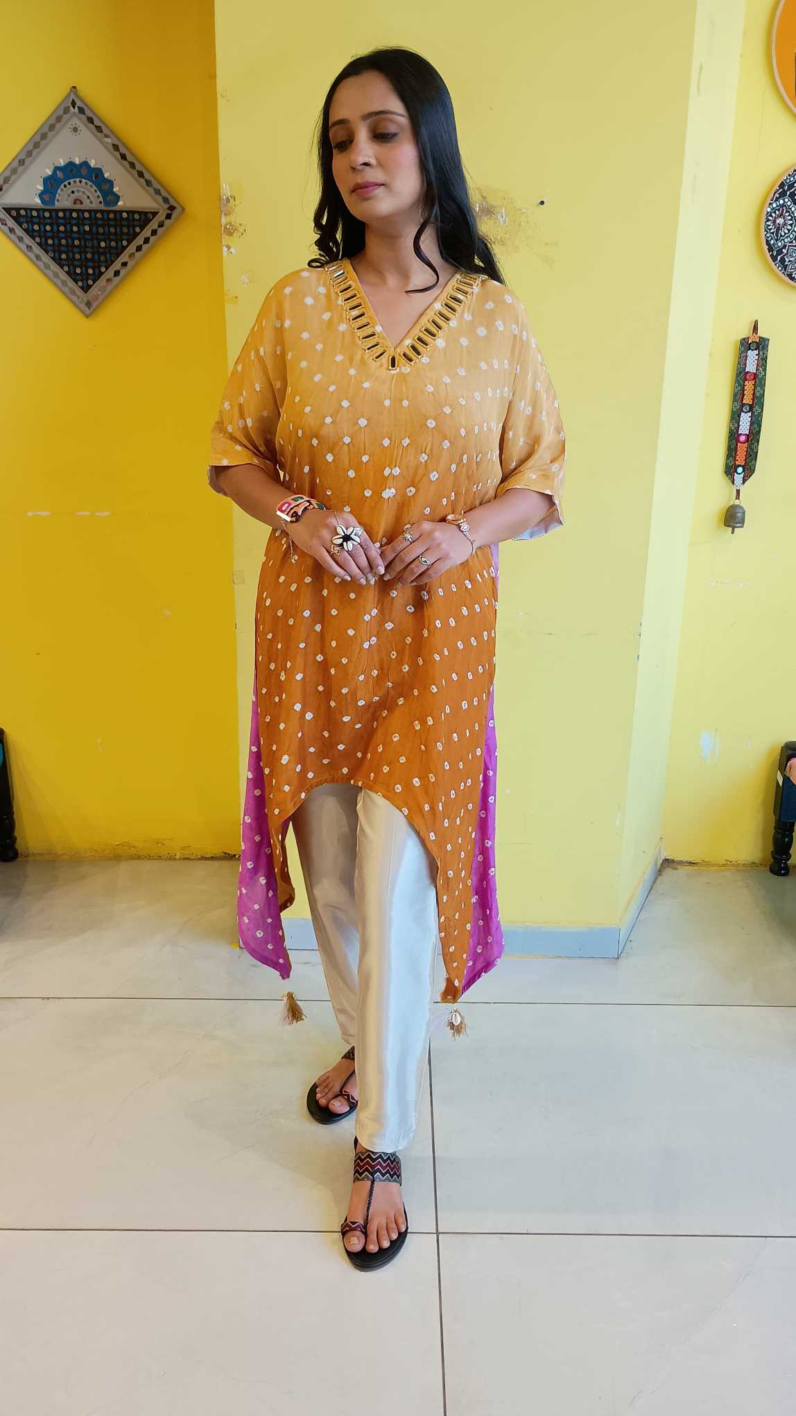 "Tashvi" modal bandhni kaftan style kurti