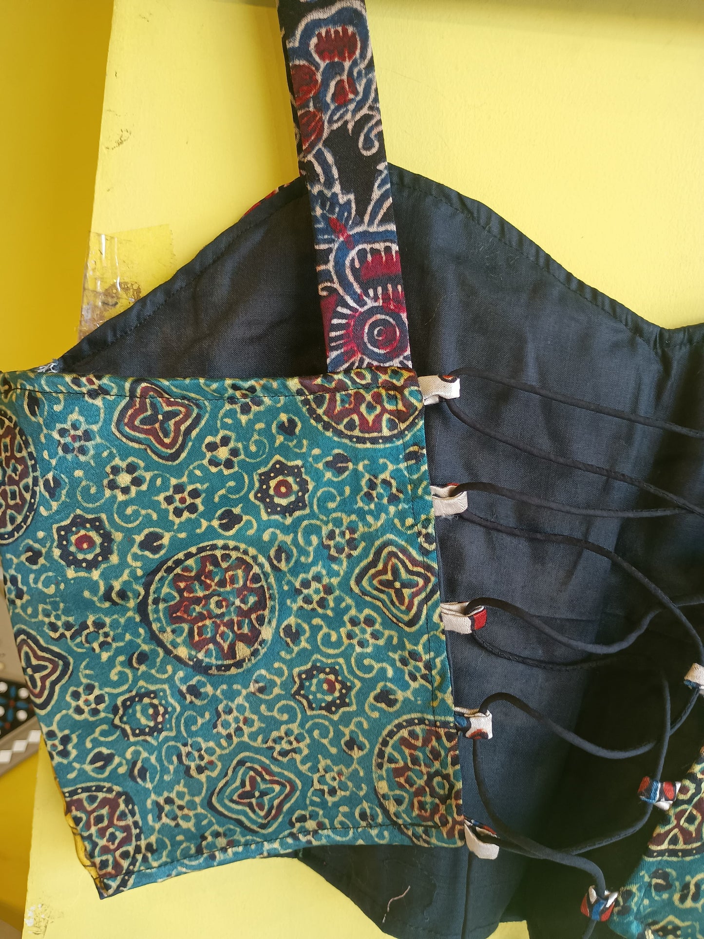 "Swathi" Mashroo multi patch work spaghetti blouse