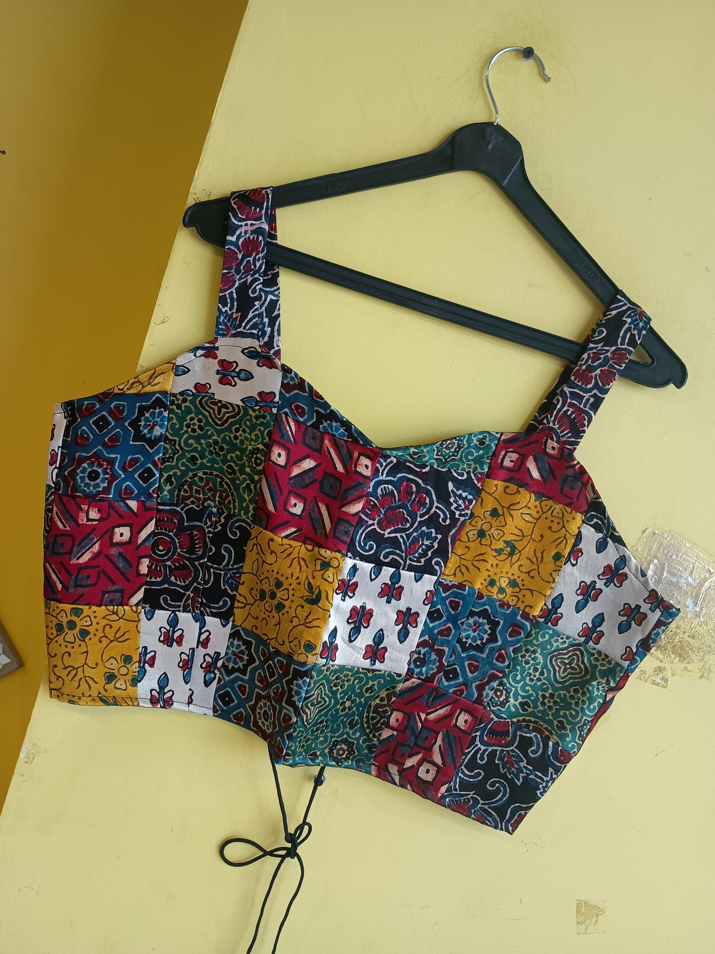 "Swathi" Mashroo multi patch work spaghetti blouse