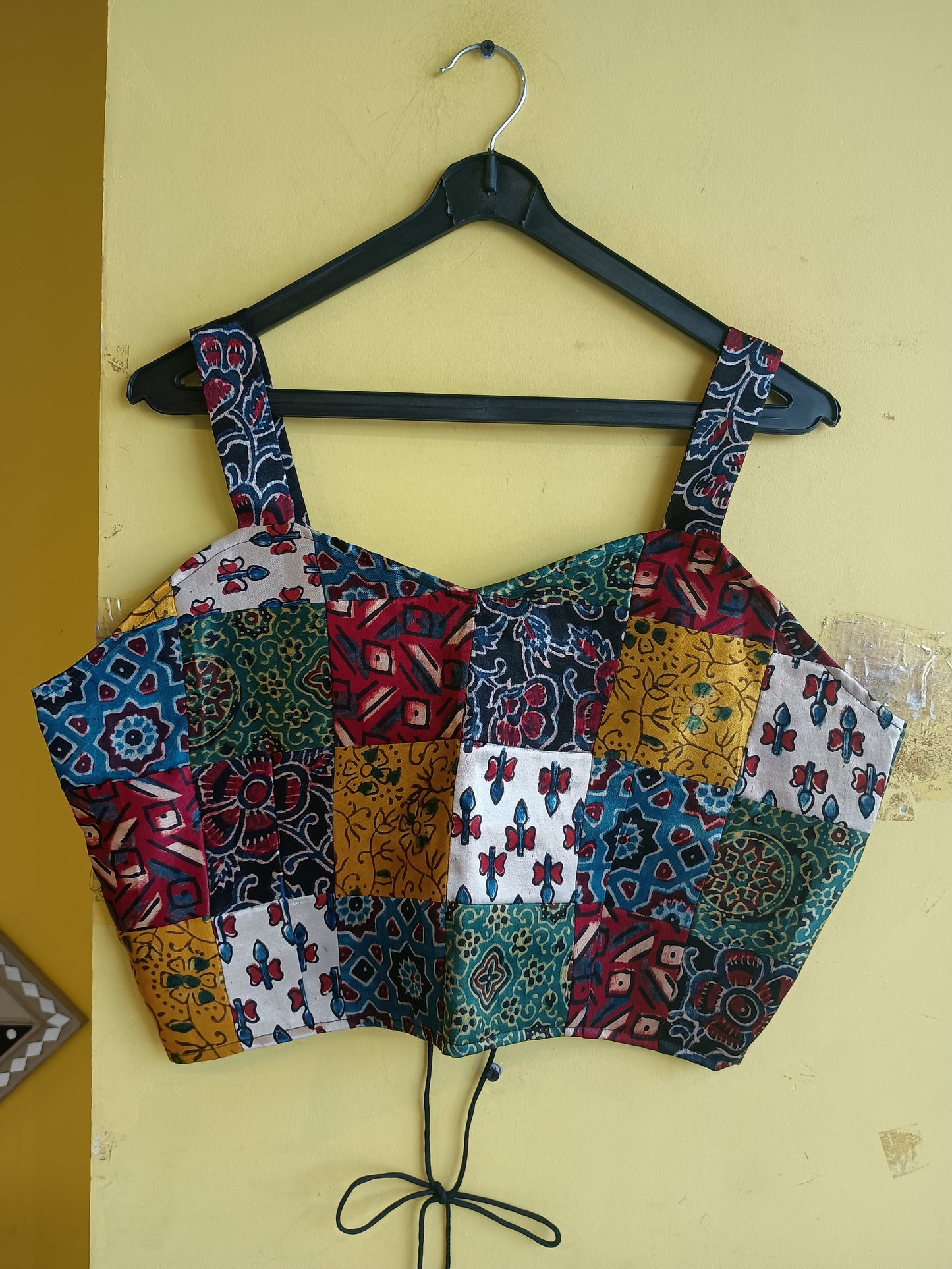 "Swathi" Mashroo multi patch work spaghetti blouse