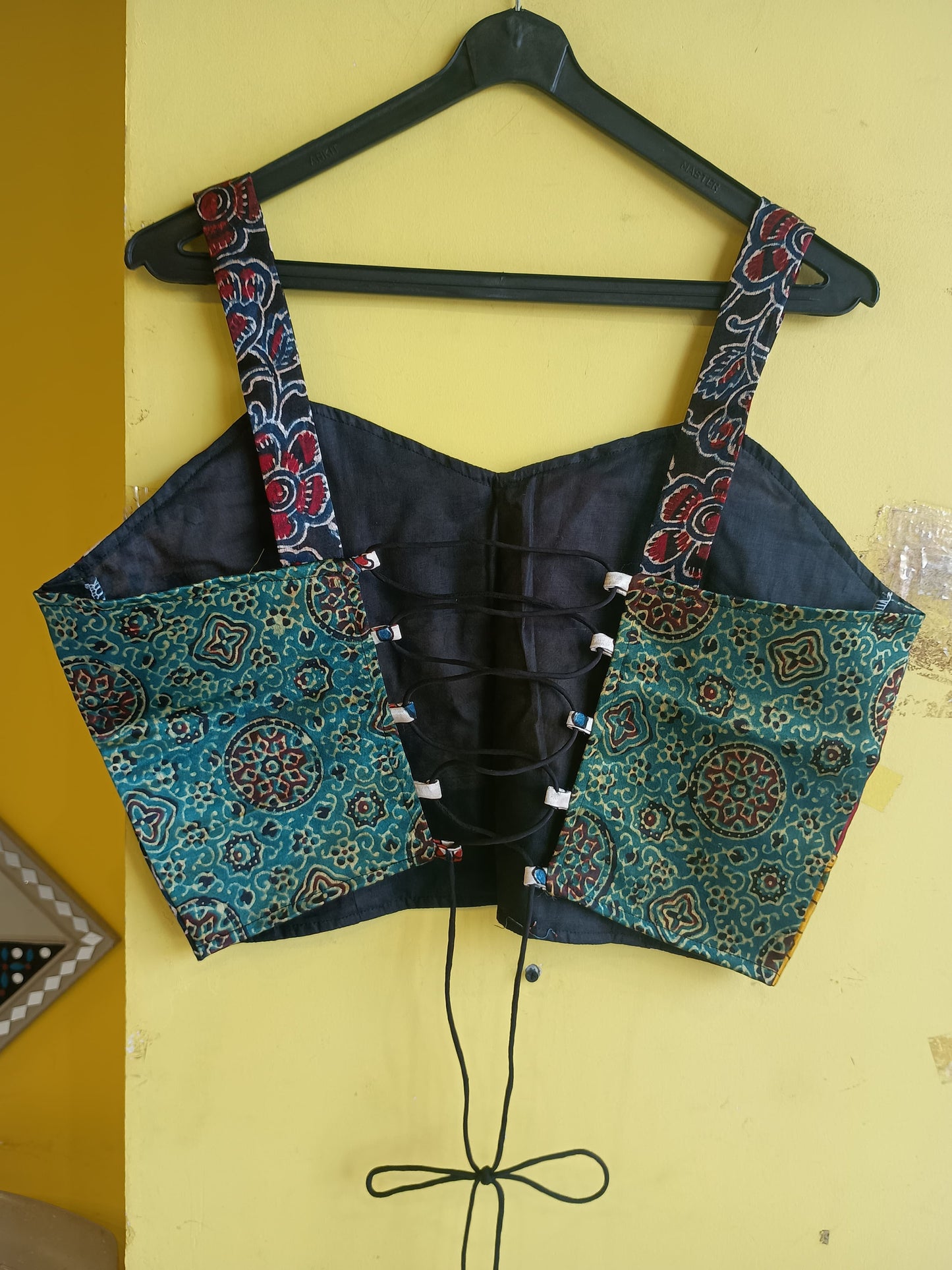 "Swathi" Mashroo multi patch work spaghetti blouse