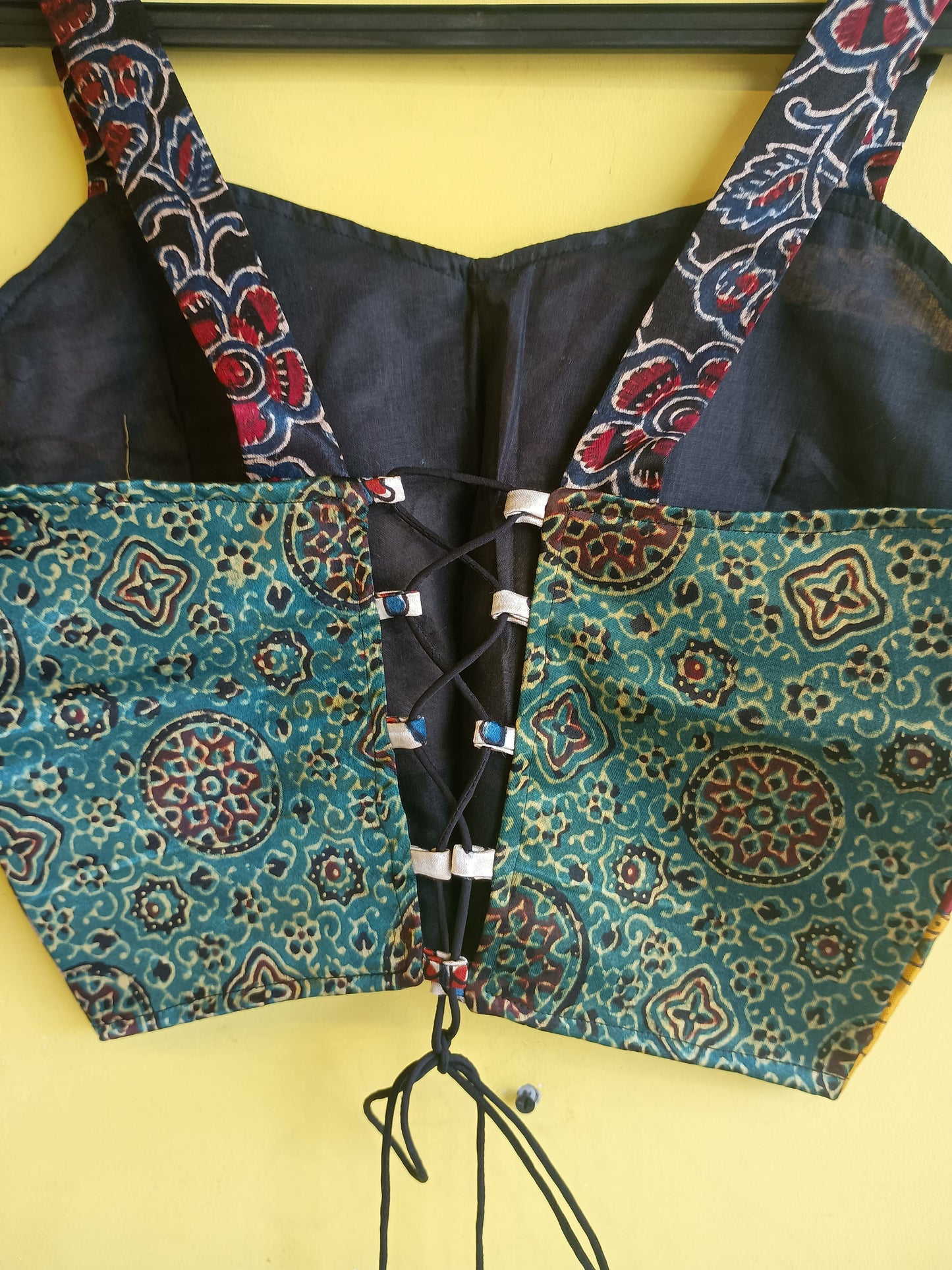"Swathi" Mashroo multi patch work spaghetti blouse