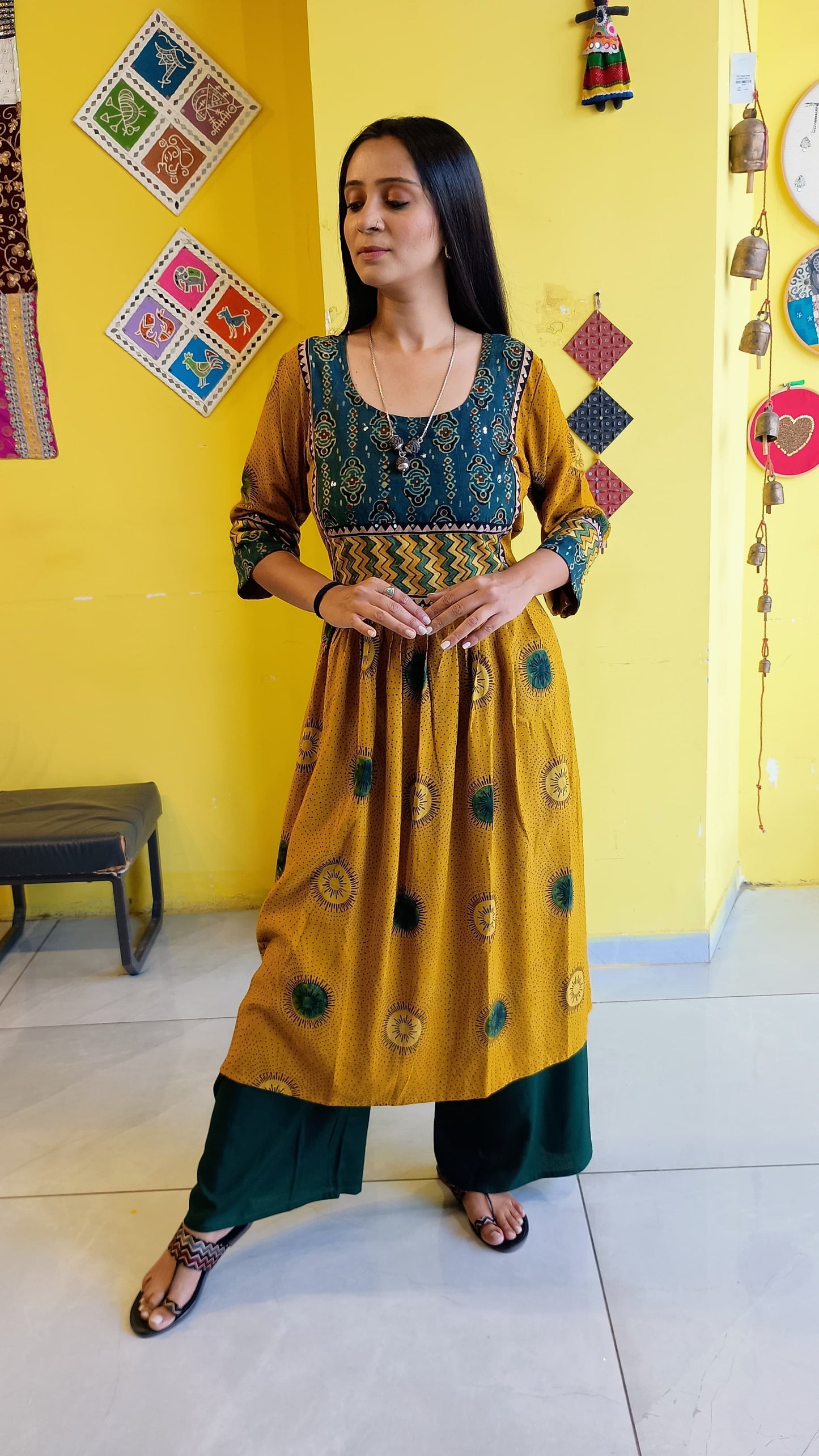 "AASHI" NATURAL RAYON KURTI PLAZO SET