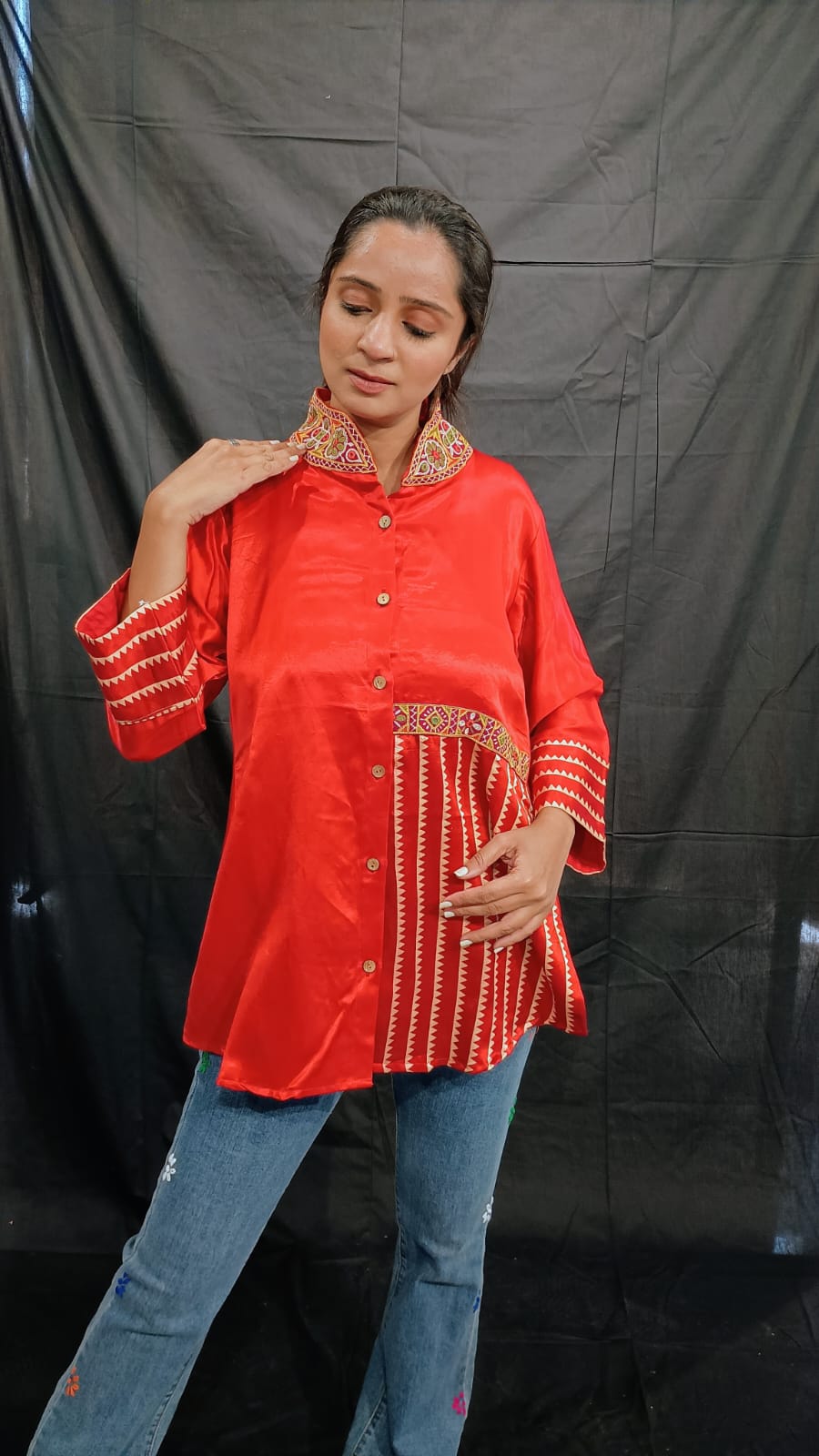 "EMI" PLAIN MASHRU WOMEN SHIRTS