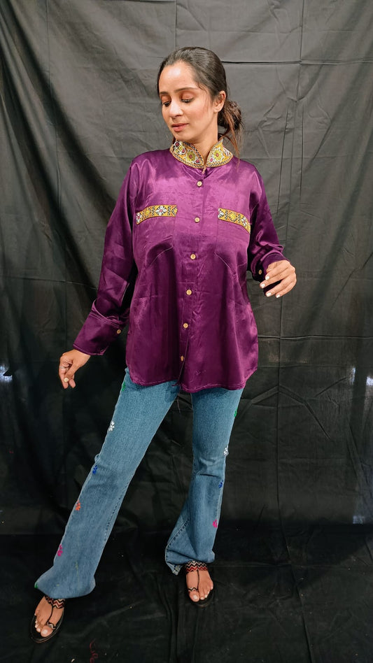"EMI" PLAIN MASHRU WOMEN SHIRT