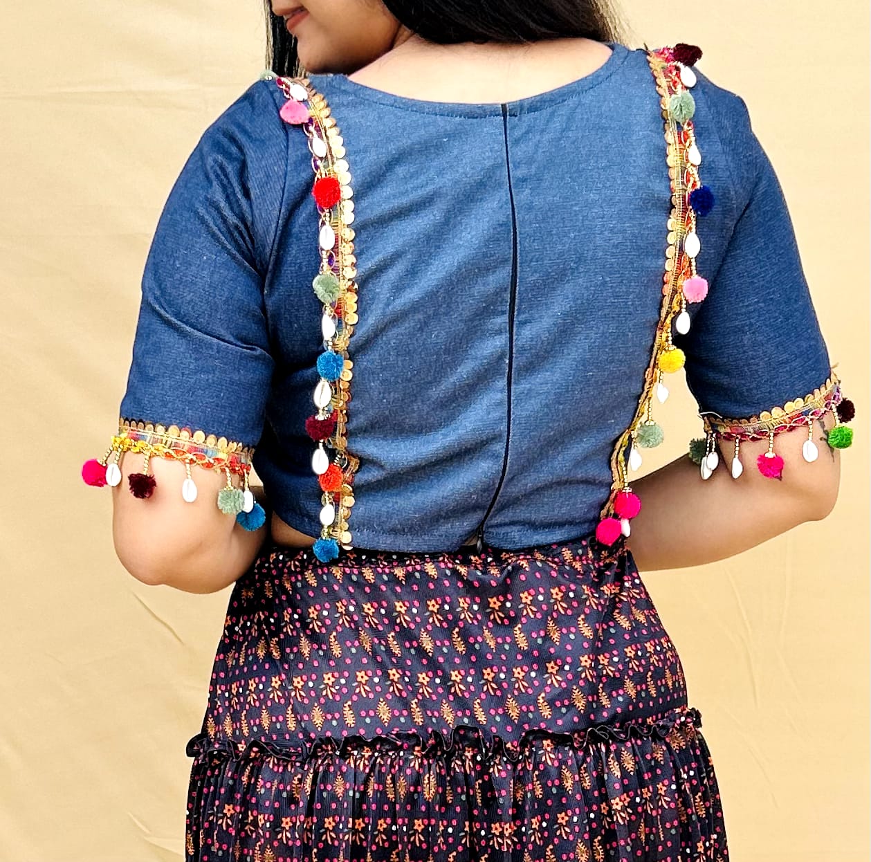 "KRIVA"Navratri special demin sleeveless blouse