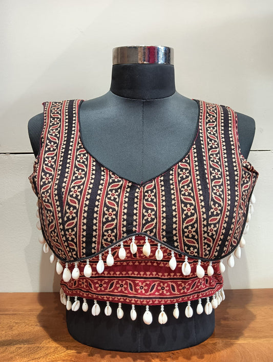 "Kriva" Ajrakh handblock cotton blouse