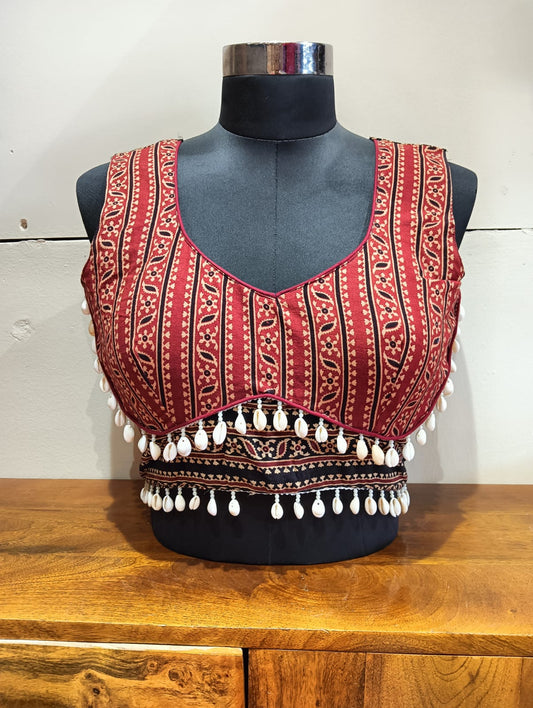 "Kriva" Ajrakh handblock cotton blouse