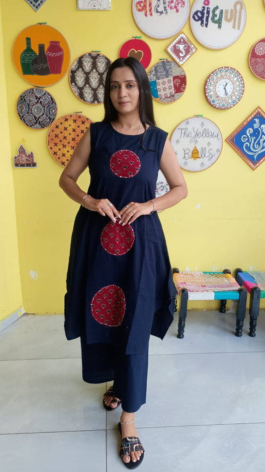"Pragya" Plain patch work new co-ord set