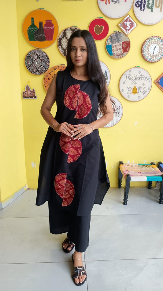 "Pragya" Black Plain patch work new co-ord set
