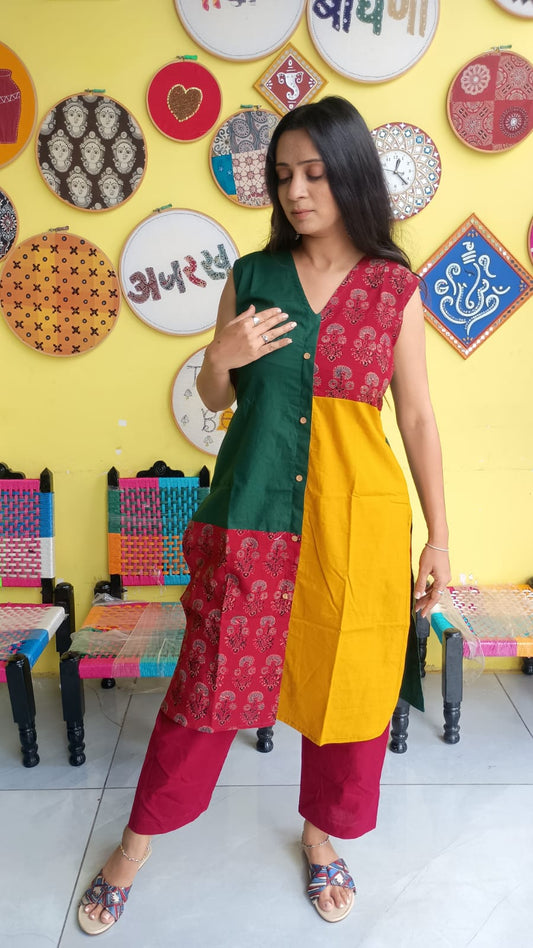 "Dharvi"Plain cotton ong straight kurti