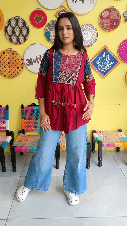 "Rishika" Plain cotton short top
