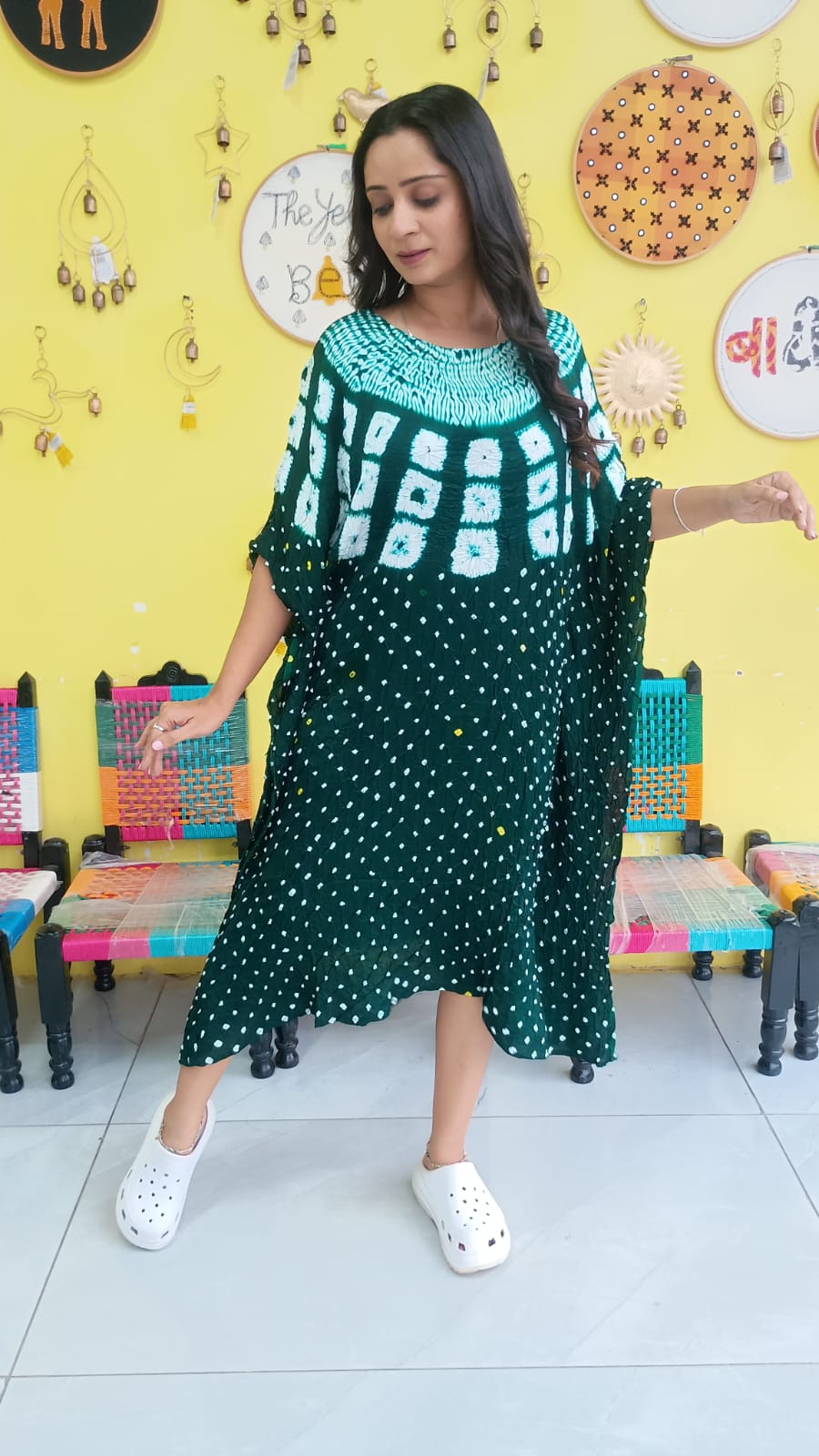 "Noor" Modal Bandhani with sibori print Kaftan