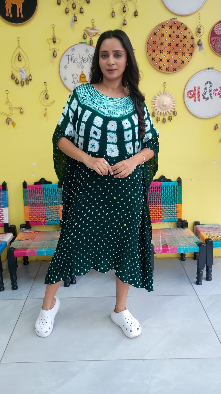 "Noor" Modal Bandhani with sibori print Kaftan