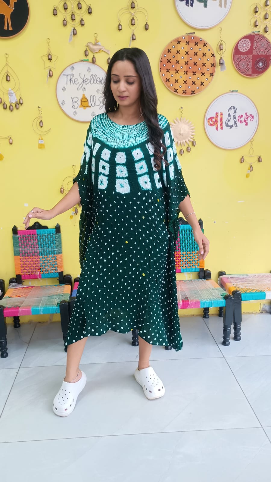 "Noor" Modal Bandhani with sibori print Kaftan