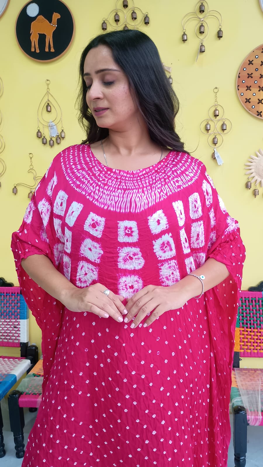 "Noor" Modal Bandhani with sibori print Kaftan