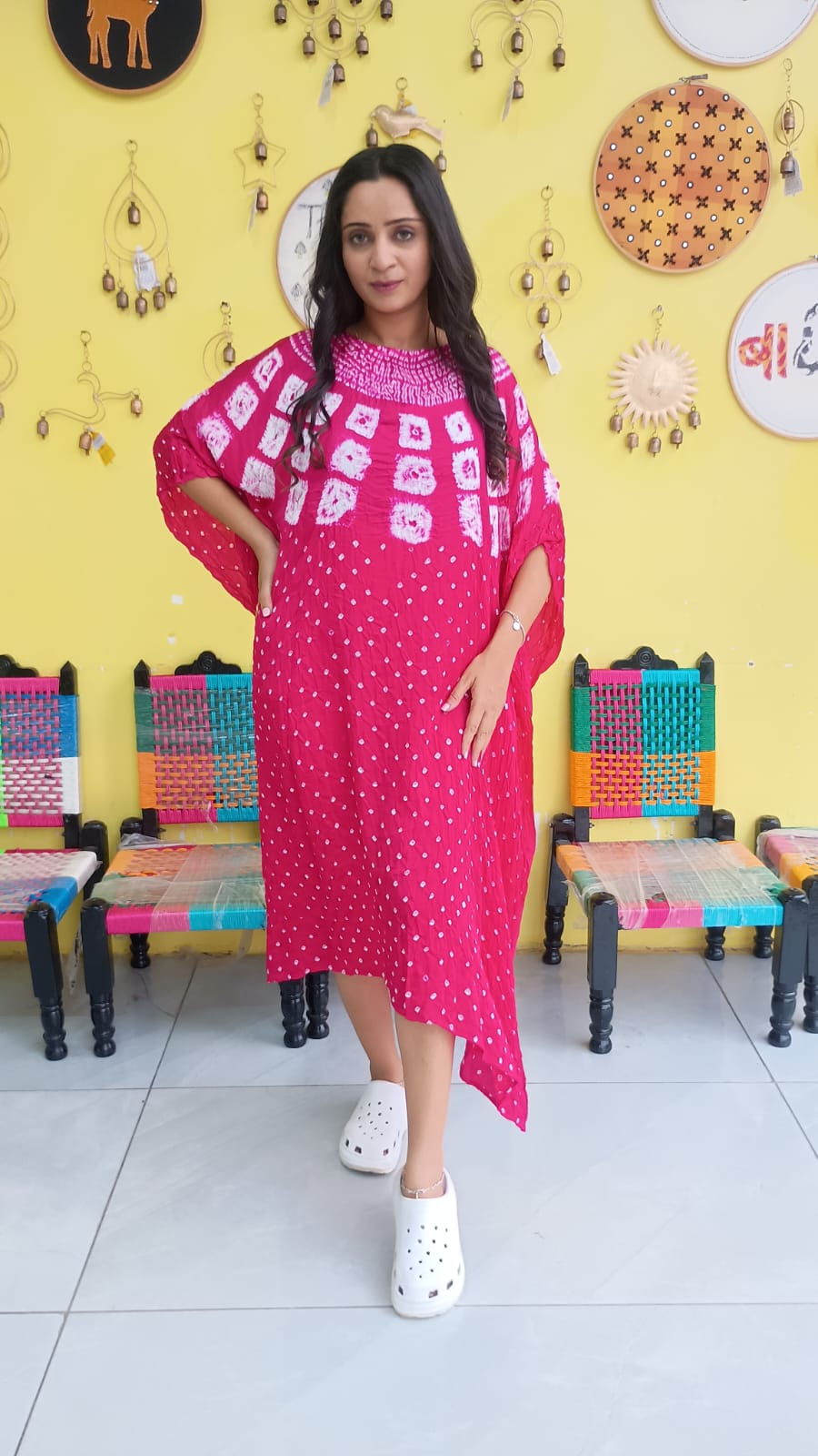 "Noor" Modal Bandhani with sibori print Kaftan