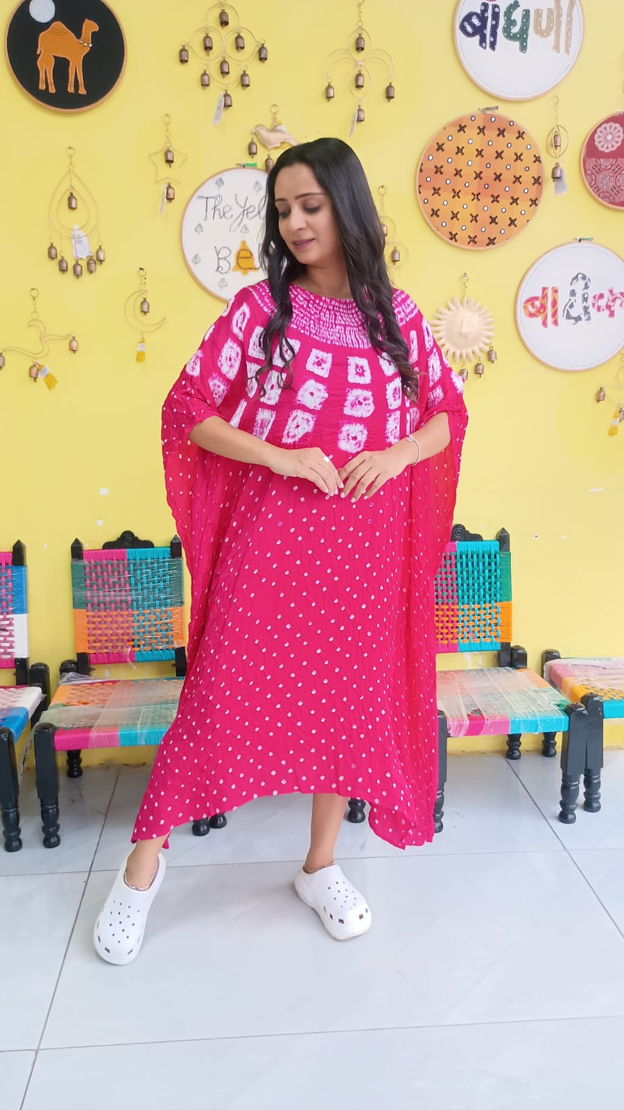 "Noor" Modal Bandhani with sibori print Kaftan