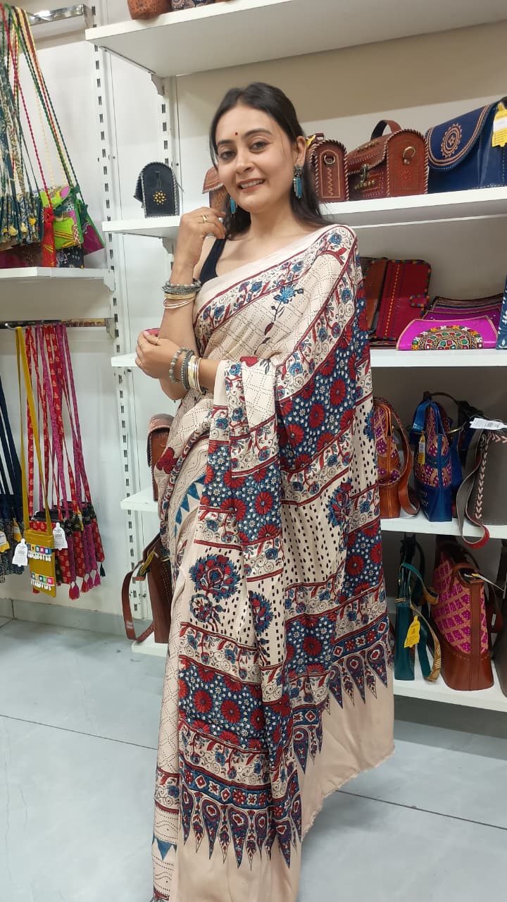 "Prachi "Ajrakh pure modal silk saree