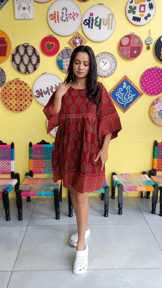 "Jessica"New  Ajrakh handblock cotton one piece