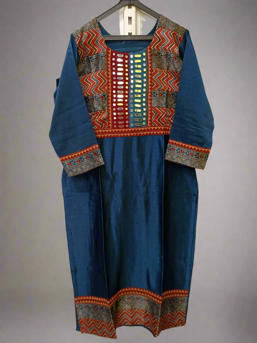 "Naity" mashroo mirror work kurti