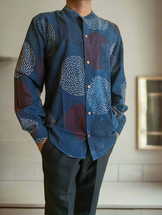 *Akshay* Natural handblock cotton full sleeves men's shirt