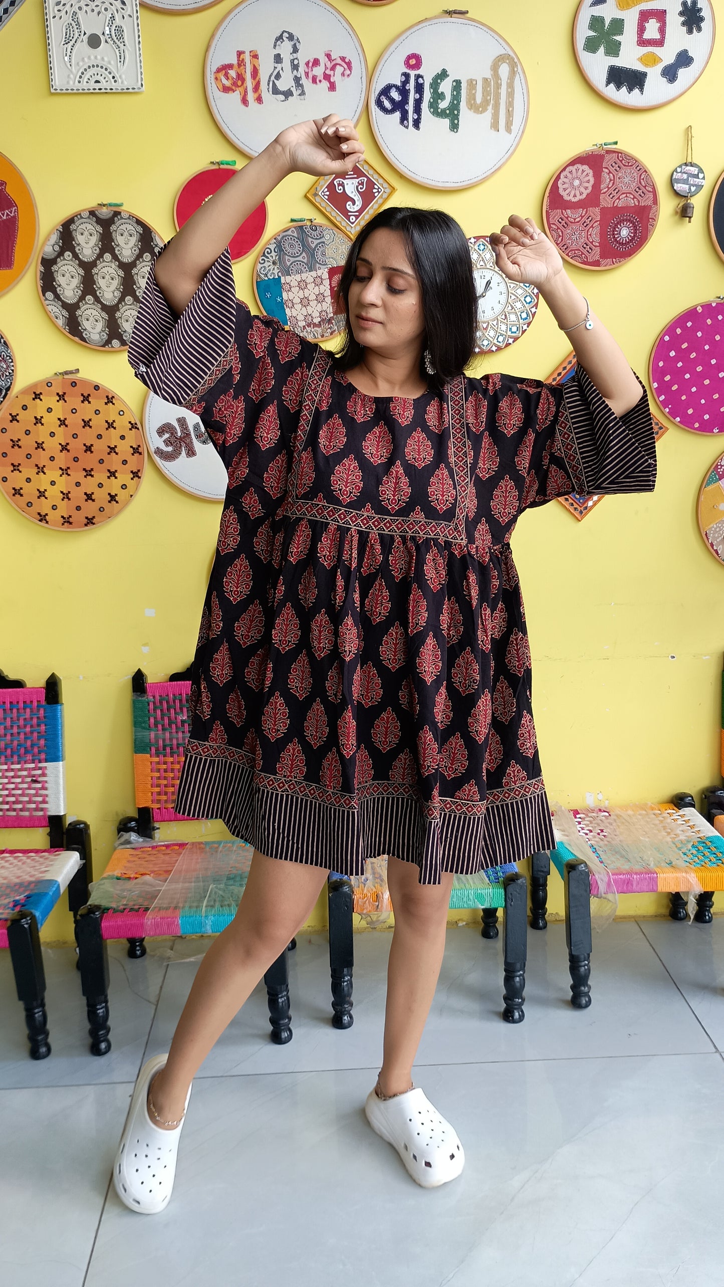 "Jessica"New Ajrakh handblock cotton one piece