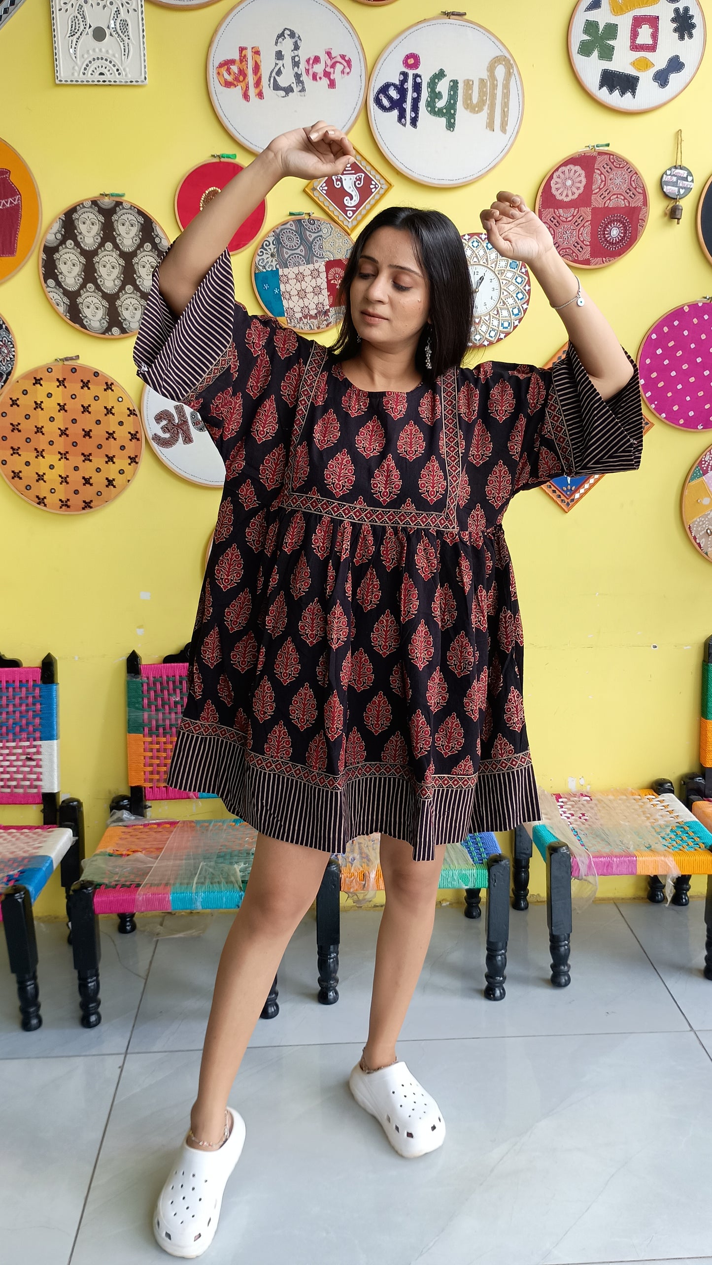 "Jessica"New Ajrakh handblock cotton one piece