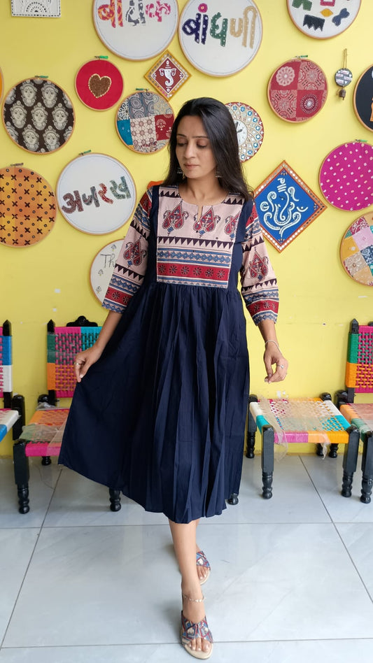 "Pratiti" Plain cotton frock style kurti