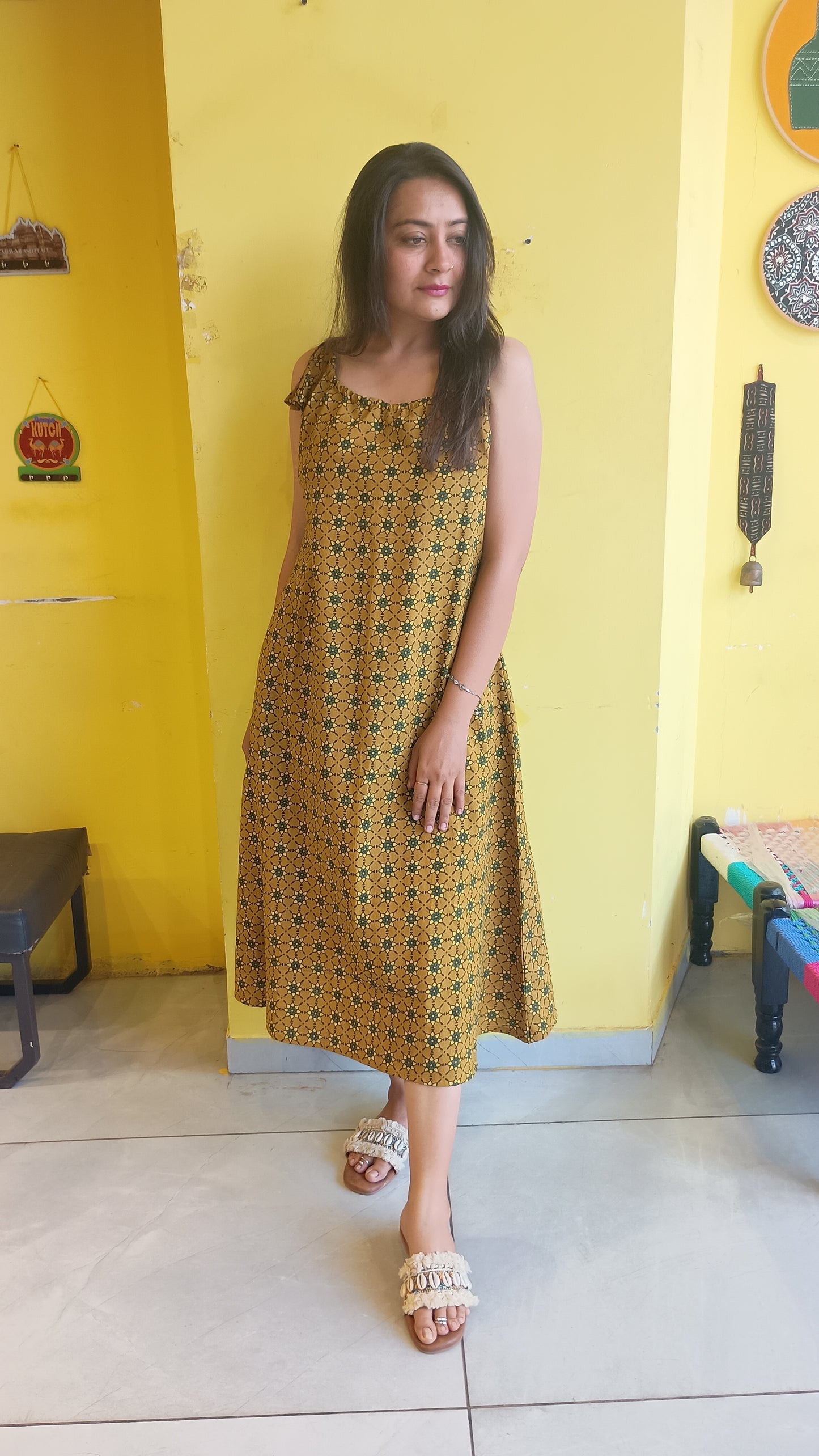 L*Dulari*natural handblock cotton drawstring kurti