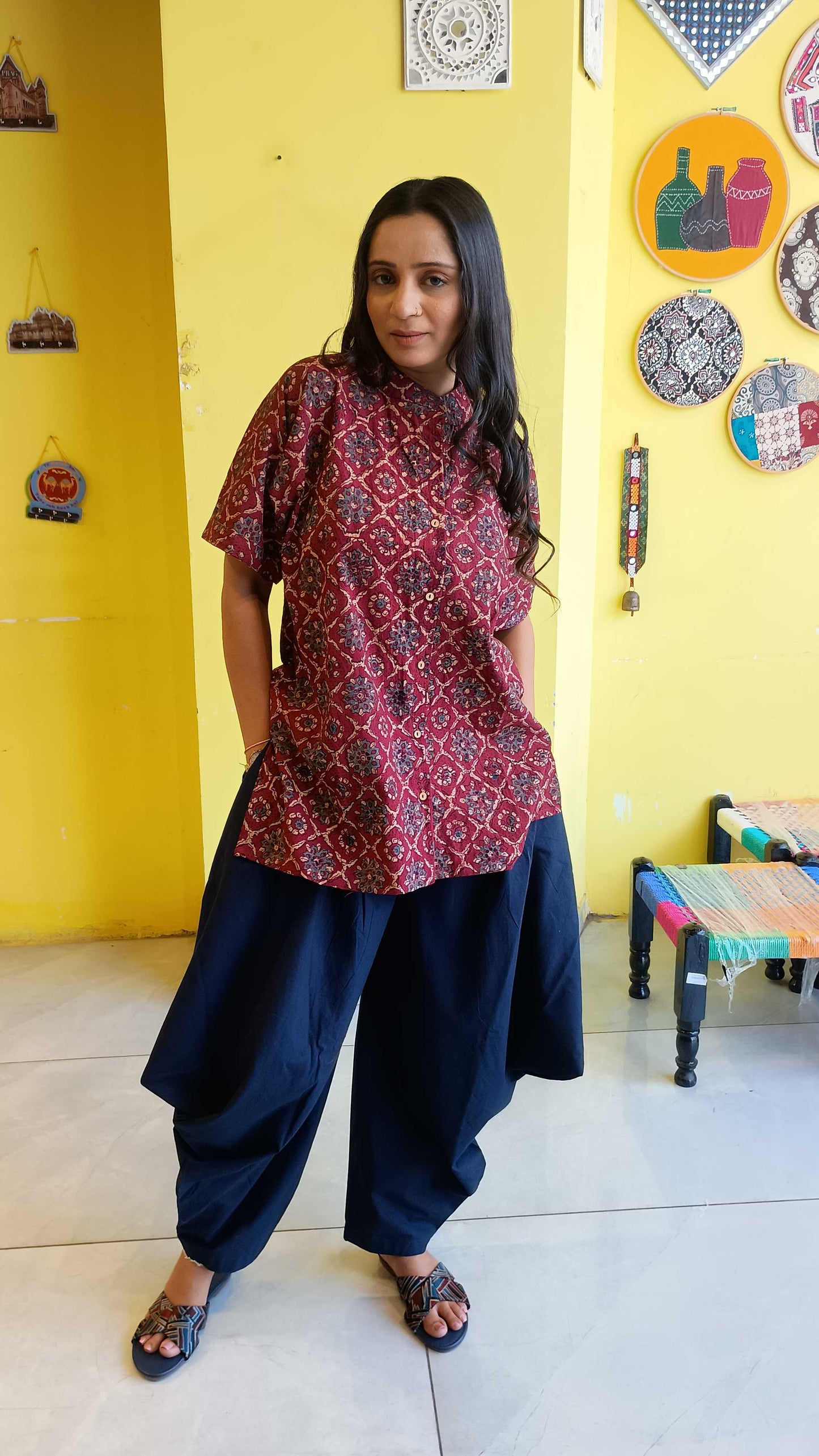 "Vedika*New natural cotton short kurti with garo pant co-ord set