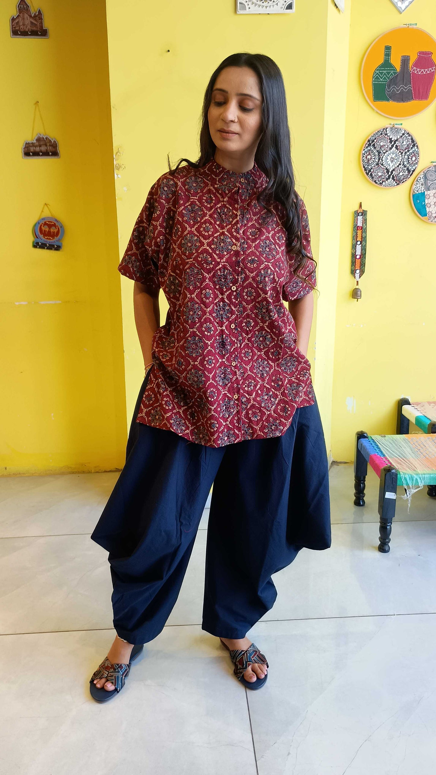 "Vedika*New natural cotton short kurti with garo pant co-ord set
