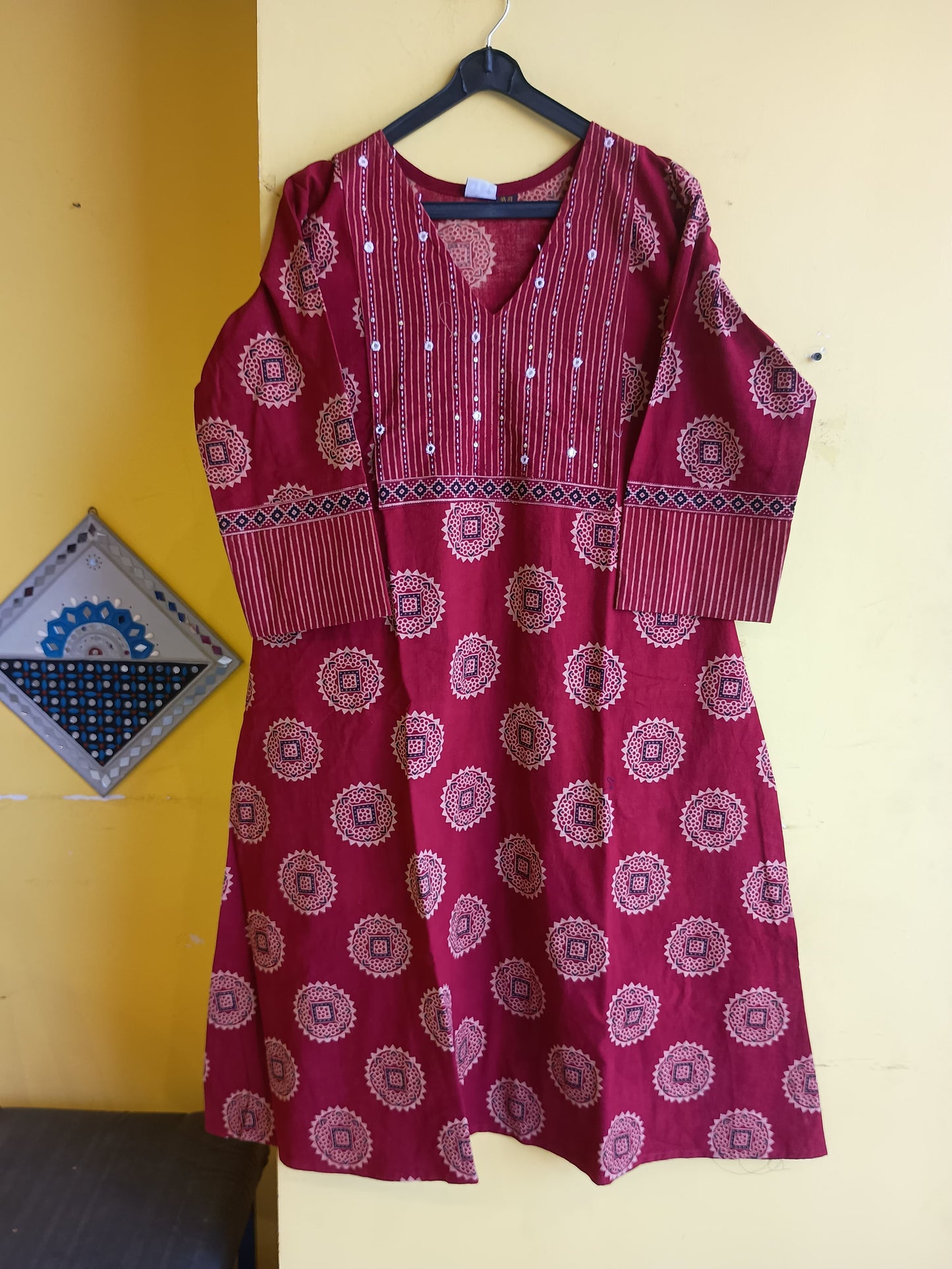 "Reshma" new Ajrakh cotton a line long kurti