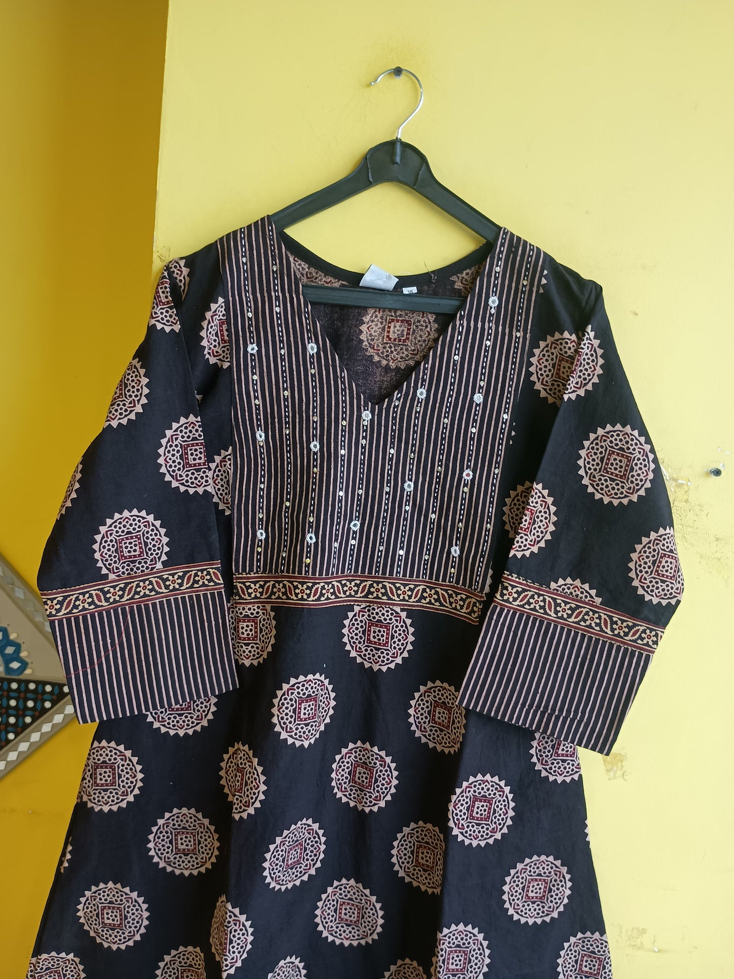 "Reshma" new Ajrakh cotton a line long kurti