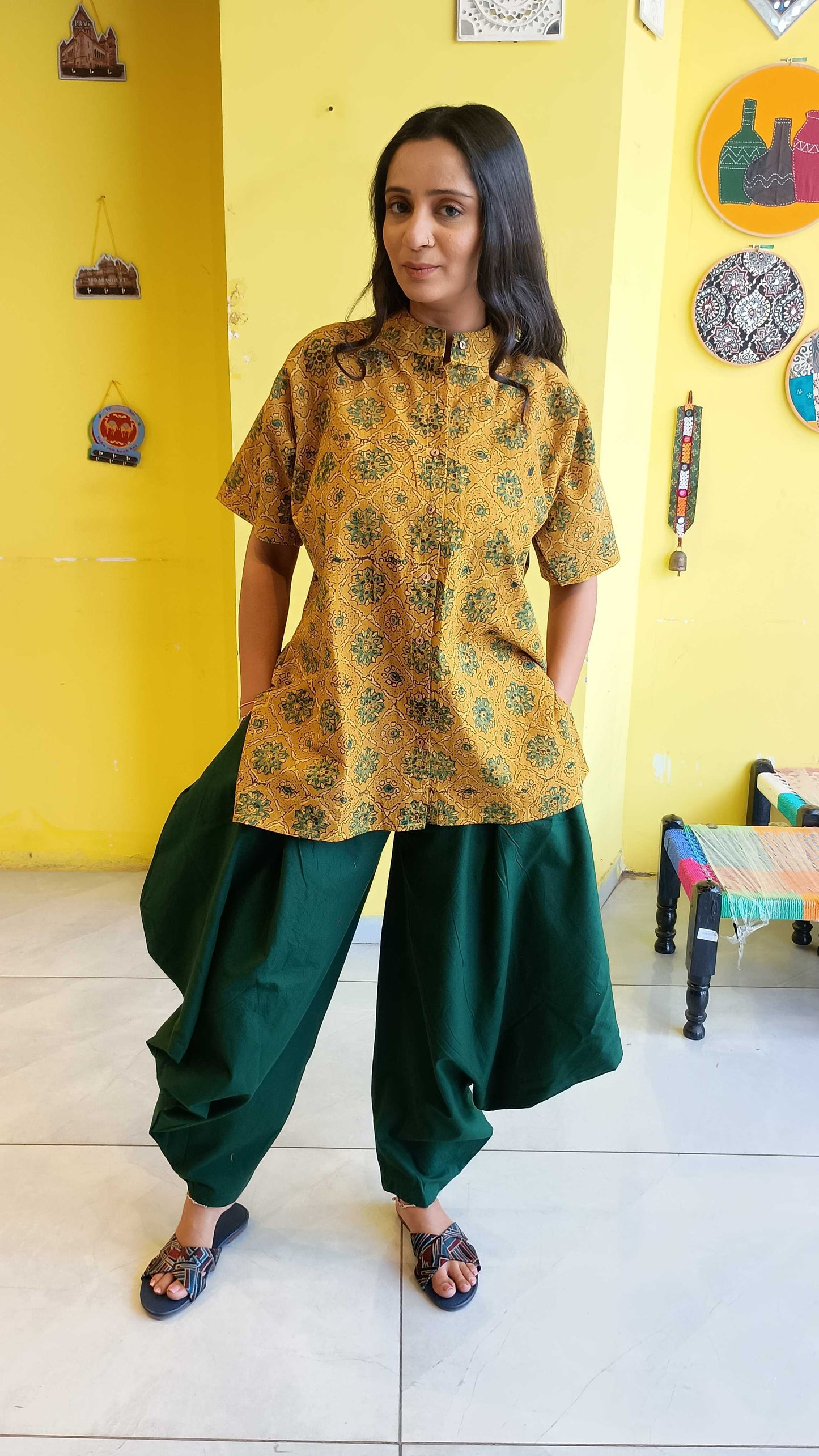 "Vedika*New natural cotton short kurti with garo pant co-ord set