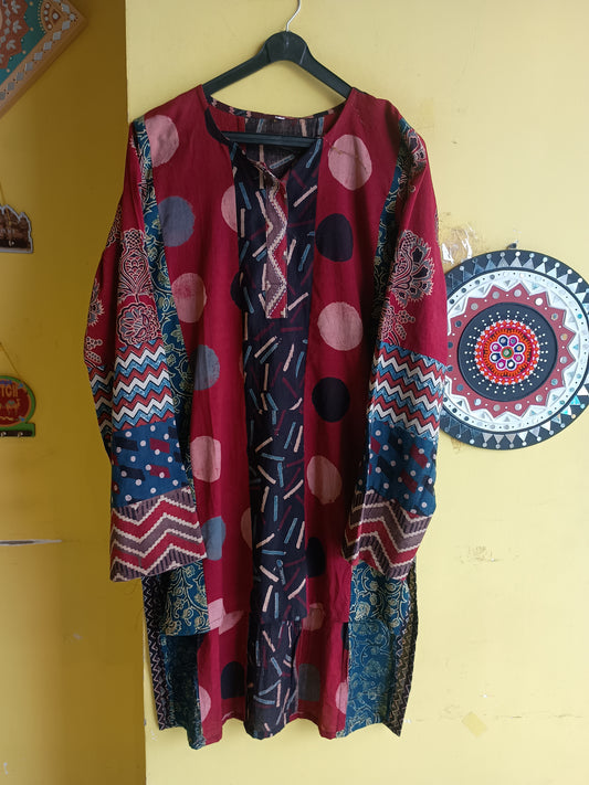 *Aarohi* Natural multi patti work high low unisex kurta