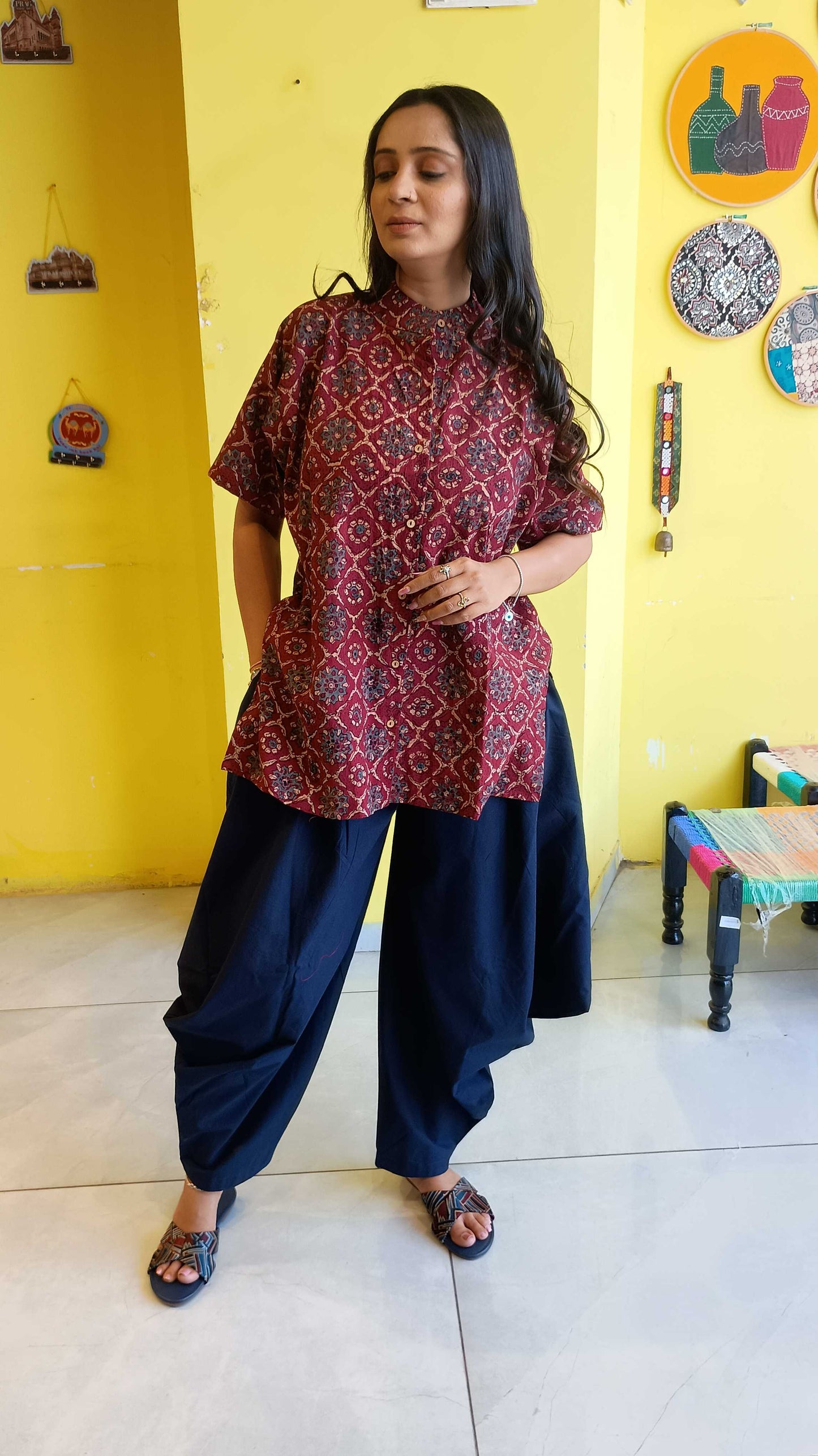 *Mistha*Natural cotton kurti with goro pant co-ord set