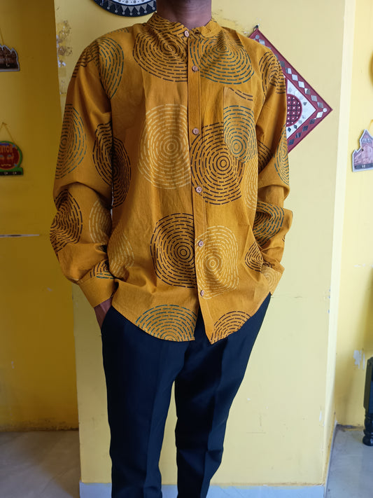 *Akshay* Natural handblock cotton full sleeves men's shirt