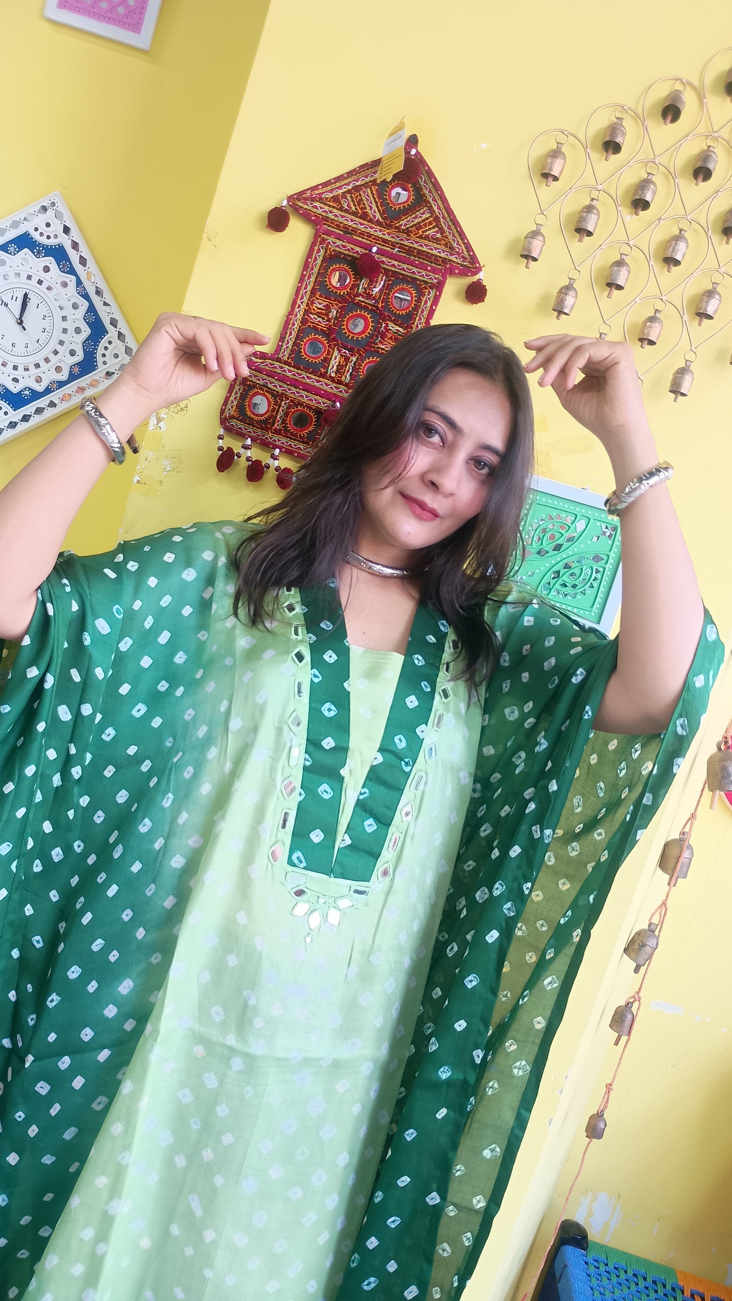 "Noor"Modal Bandhani print Kaftan