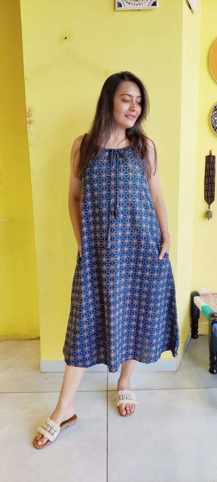 *Dulari*natural handblock cotton drawstring kurti