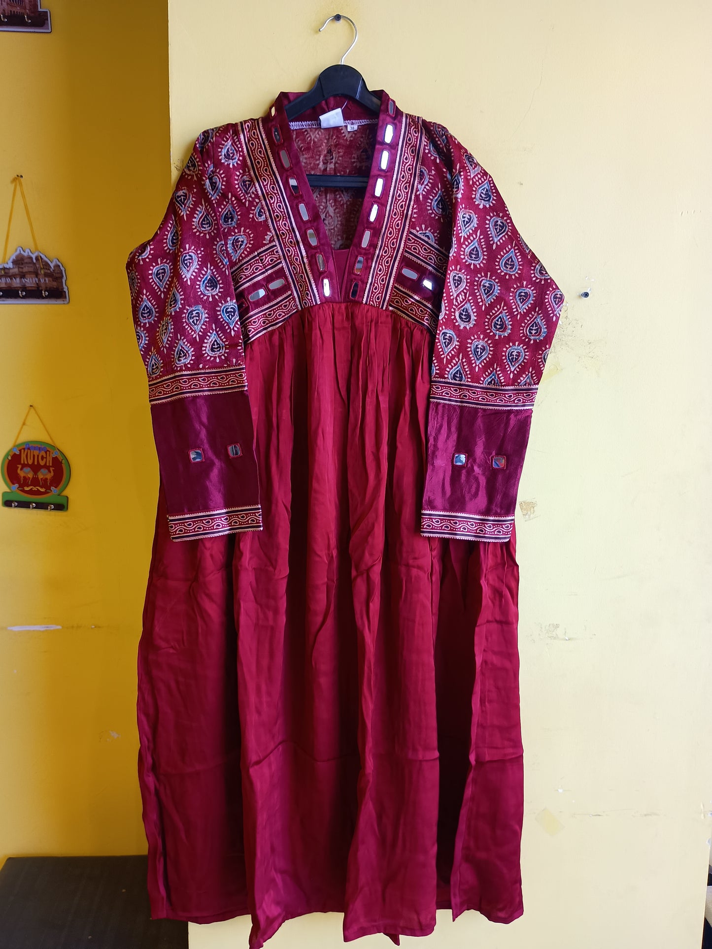 "Alia" Mashroo with modal mirror work alia cut kurti