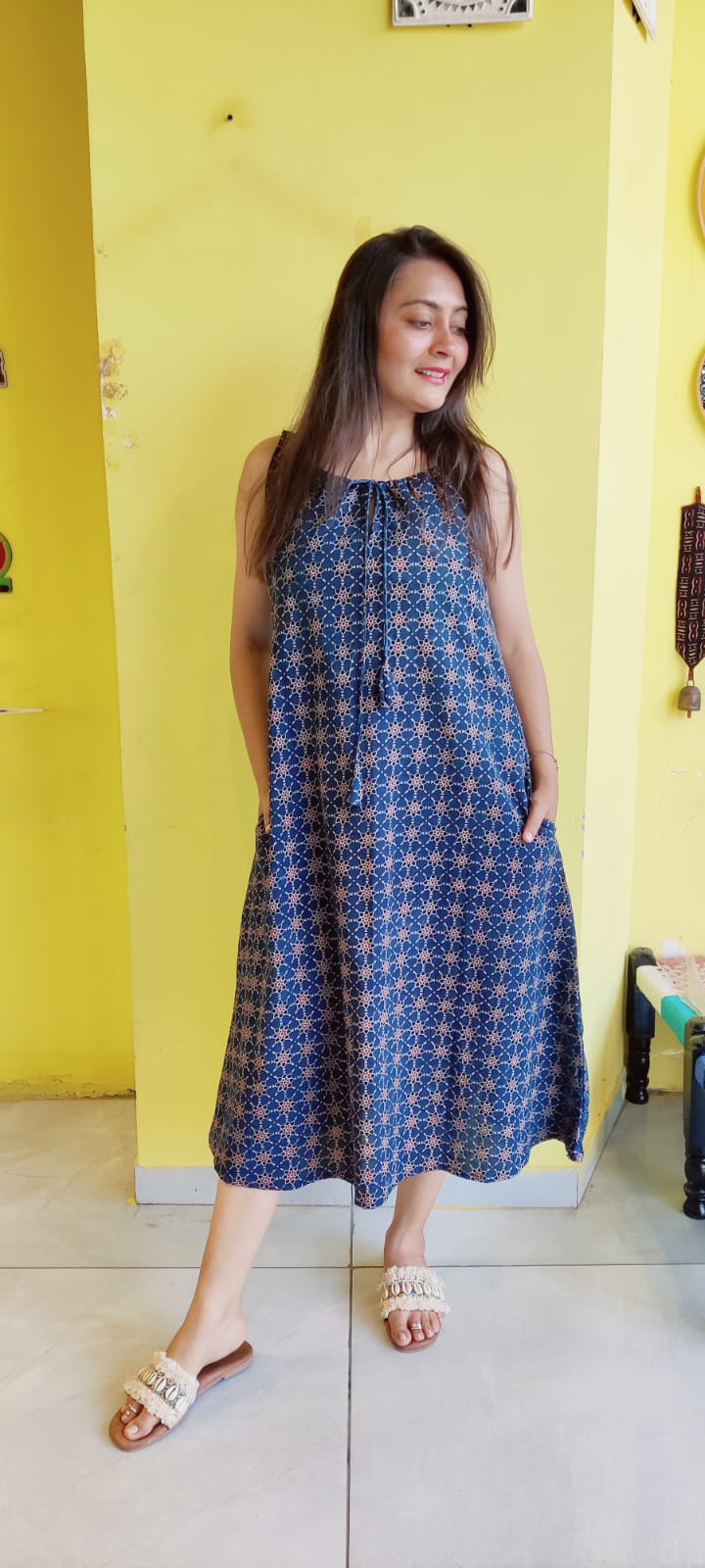 *Dulari*natural handblock cotton drawstring kurti