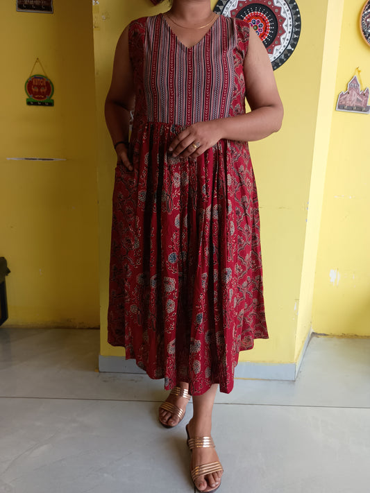 "Mishka"New natural handblock cotton long kurti