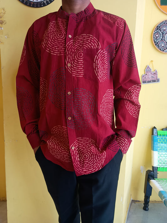 *Akshay* Natural handblock cotton full sleeves men's shirt