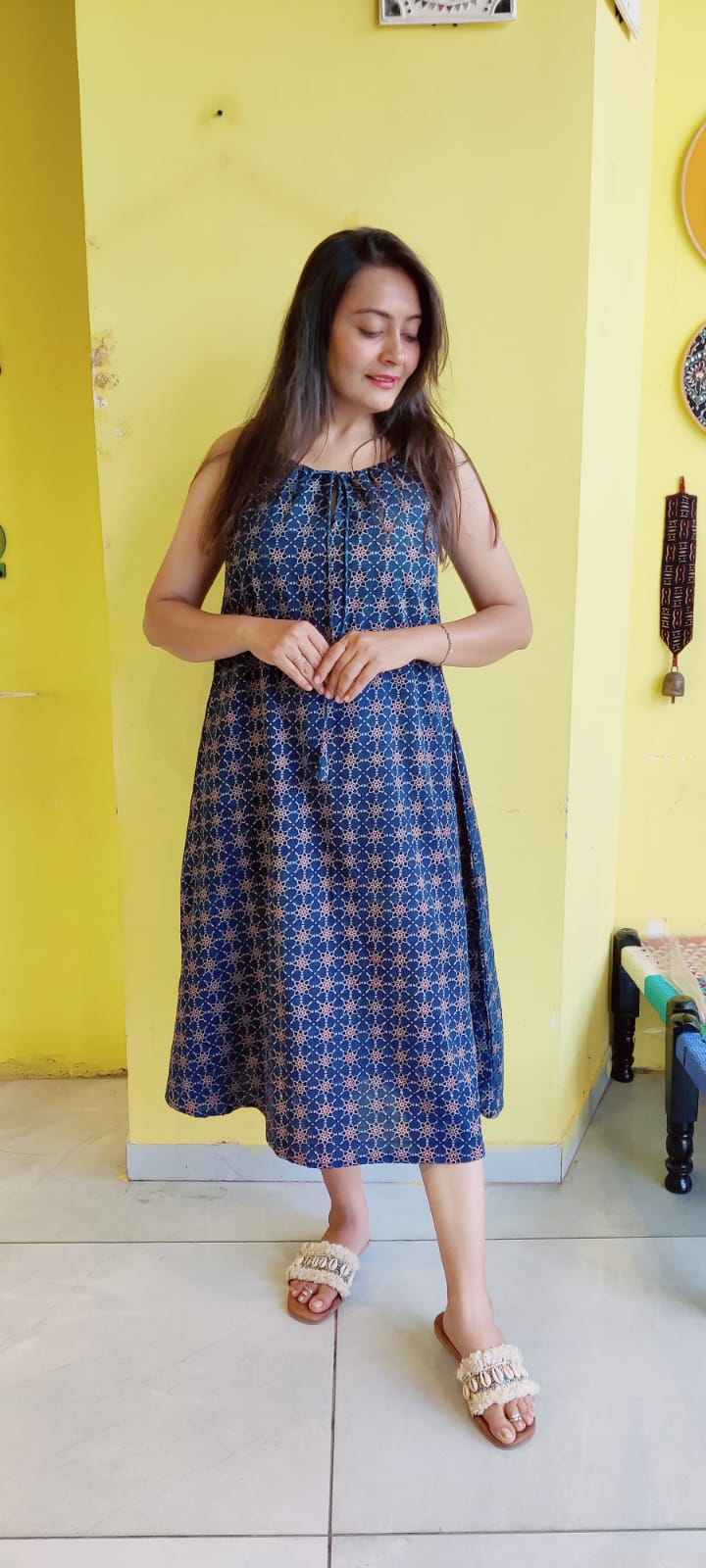 *Dulari*natural handblock cotton drawstring kurti