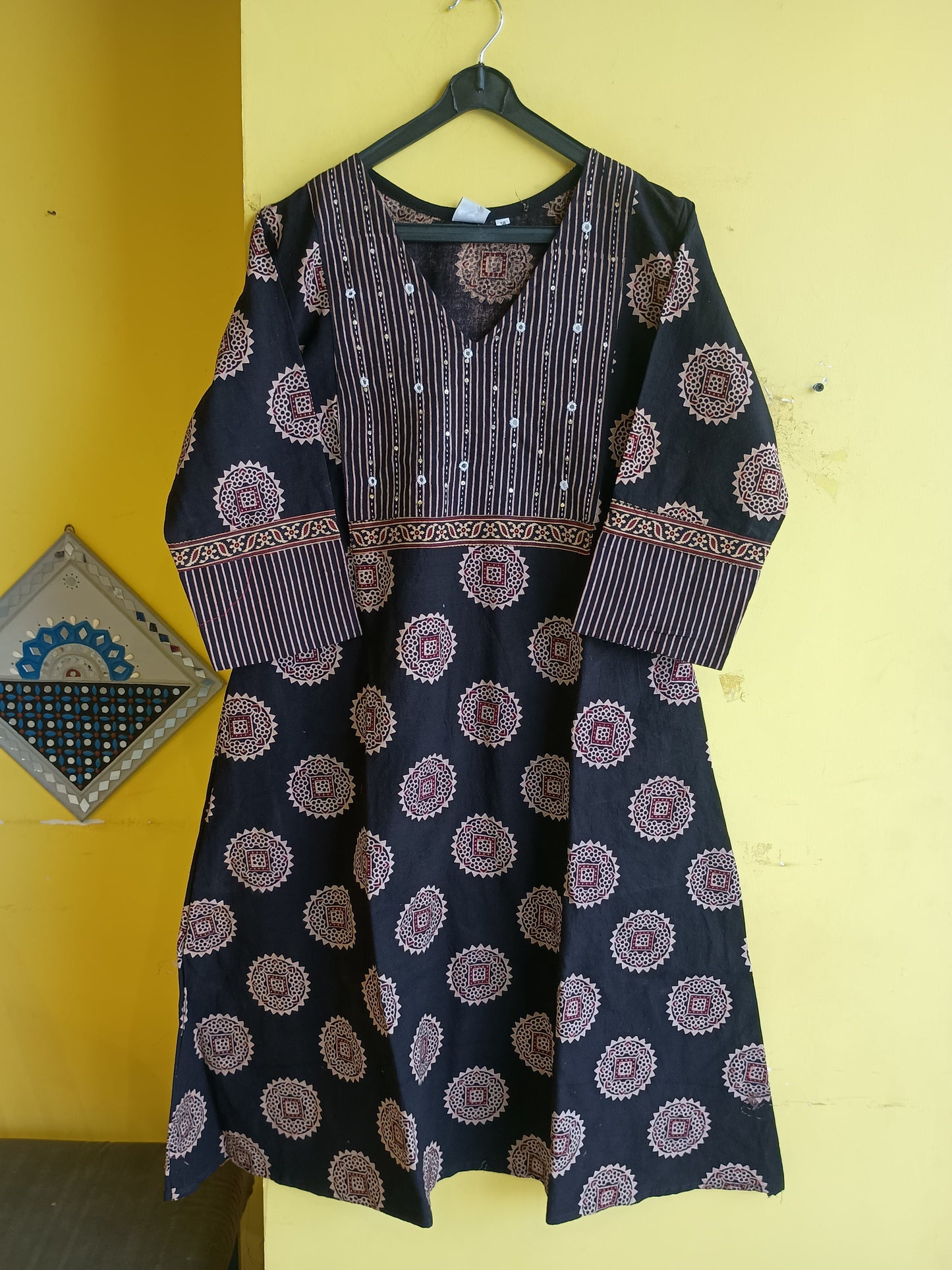 "Reshma" new Ajrakh cotton a line long kurti